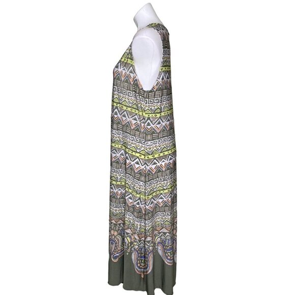 Chico's Southwestern Print Asymmetrical Hem Midi Dress, Women's Size 2 (L) - Picture 6 of 10